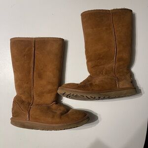 Uggs Women’s Size 5 Tan Classic Tall Suede Boots Flawed